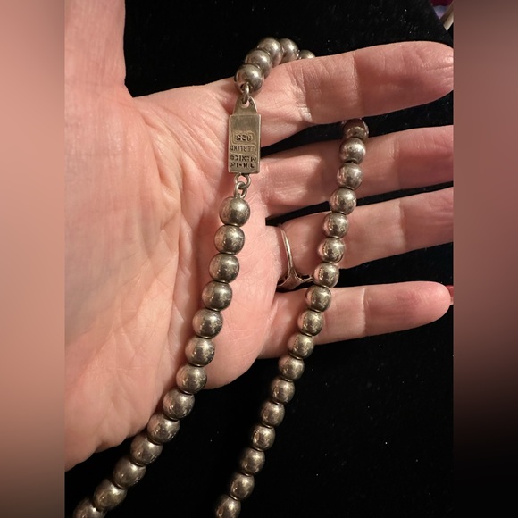 Vintage Mexico Sterling Silver Bead Necklace 23” - Picture 5 of 6